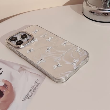 リボン柄 iPhone15pro/15ケース キラキラ アイフォン14ProMax/13pro/12ケース かわいい 女子力アップ[M4514]