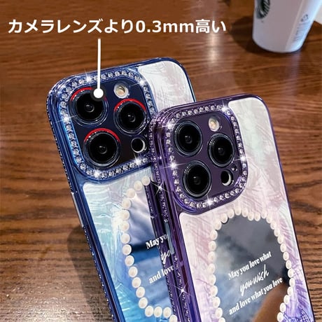 ジュエリー ミラー iPhone15/15proケース キラキラ シェル風 iPhone14/13proソフトカバー  高級感 オシャレ トレンド [M3675]