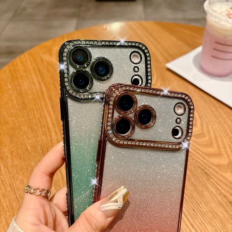 ジュエリーライン iPhone17/17Proケース ラメ入り背面 美しい iPhone17ProMax/Airケース 高級感たっぷり オシャレ [M5706]