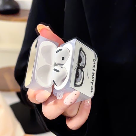 可愛い顔 Airpods4ケース 鏡付き AirpodsPro2ケース airpods3/2カバー ハートキーチェーン付 ギフトにおすすめ [M5325]