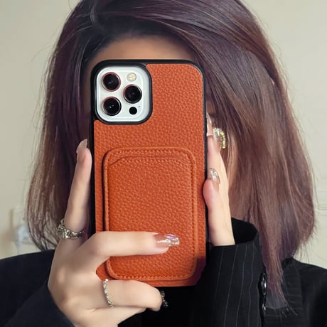 レザーカード収納 アイフォン14/13ミニケース シンプル風 iphone12mini/11pro/SEカバー 頑丈 耐久性 男女兼用[M2609]