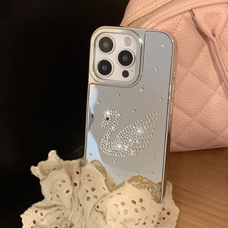 ジュエリースワン iPhone16pro/16カバー メイク直し鏡 iPhone15pro/14promax/13ケース 頑丈 上品 大人可愛い [M5212]