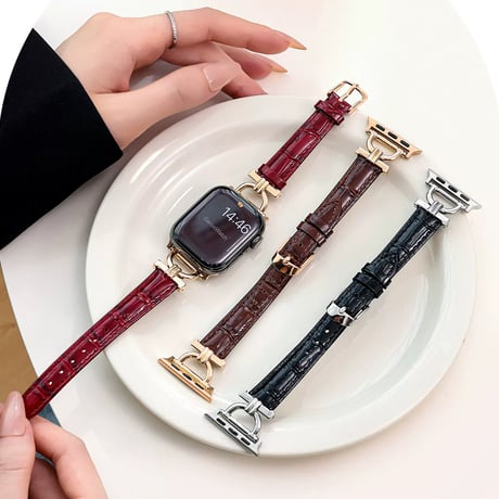 ワニ革  AppleWatchバンド 高級感高品質 AppleWatchベルト Series 12/11/10/9/8 SE3/2  Ultra4/3/2/1 上品エレガント[M6724]