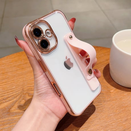 ベルト付 iPhone16/17proケース メタルカラー 黄ばまない iPhone15promax/14proカバー スタンド機能 高級感 [M5609]