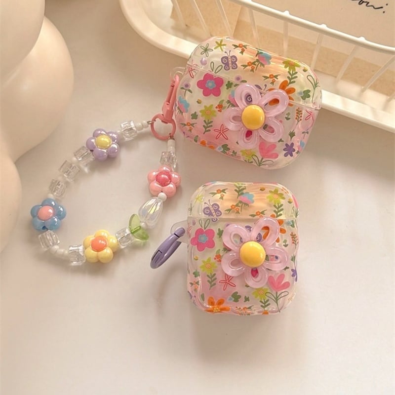 花柄 Airpods Pro3ケース Flowersストラップ Airpods4/3カバー p