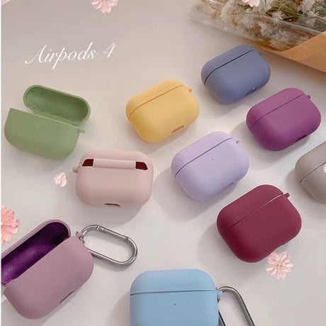 Airpods 4ケース シリコン AirpodsPro2/3ケース  可愛いエアーポッズカバー カラビナ付  指紋防止 手触りいい [M4683]