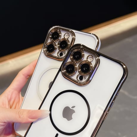 メタリックカラー iPhone16pro/16promaxケース Magsafe充電 カメラ保護 iPhone15/14/13proカバー 黄ばまない お揃い [M5511]