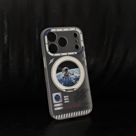 宇宙飛行士 iPhone17Promax/17Proケース 360度回転可リングスタンド iPhone17/16Pro/15ケース カメラカバー付 丈夫[M6442]