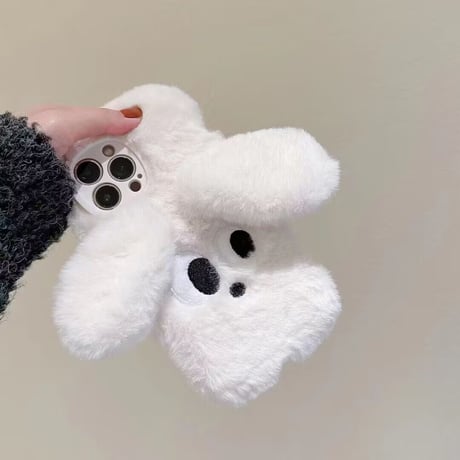 白色犬さん iphone14pro/14plusケース  モフモフ キュート iphone13/12pro/11カバー 可愛い  手さわりいい  ギフトにおすすめ [M2598]