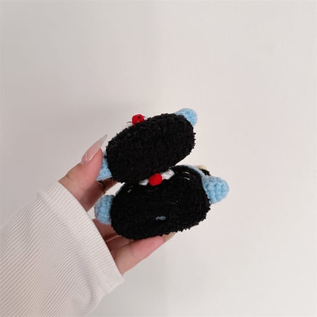 ニット黒猫 Airpods 4ケース かわいい エアーポッズプロ２/１ケース Airpods3/2カバー 柔らかい 手さわりいい ギフトに最適[M4715]
