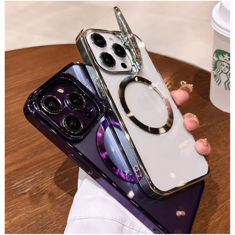 カメラカバー付 Magsafe iPhone15/15proケース スタンド機能 iPhone14Pro/13/12カバー  画質に影響しない 黄ばまない 高透明[M3683]