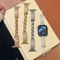 上品ダイヤ AppleWatchバンド 美しい AppleWatchベルト Series 11/10/9/8 SE3/2  Ultra3/2/1 輝きメタルリック 高級感たっぷり[M6529]