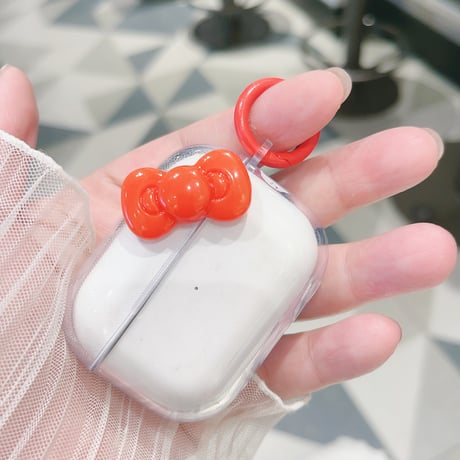 レッドリボン Airpods4ケース 透明 AirpodsPro2ケース airpods3/2クリアケース リング付き ギフトにおすすめ[M5426]