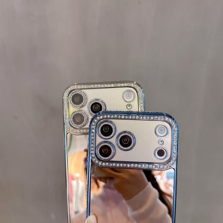 ジュエリーミラー iPhone17Pro/17ケース メタリックカラー iPhone16/15ProMax/14ケース ラグジュアリー感 キラキラライン 大人気 レンズ保護[M6234]