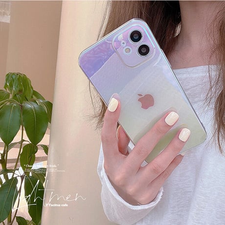 オーロラ色光る iphone13pro/13promaxケース  綺麗透明 iphone12pro/11カバー  グラデーションカラーM991