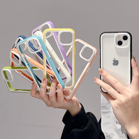バンパー iPhone14/14proカバー 放熱 iPhone13/12/11promaxケース カラー枠 頑丈耐衝撃 シンプル風  男女兼用[M3191]