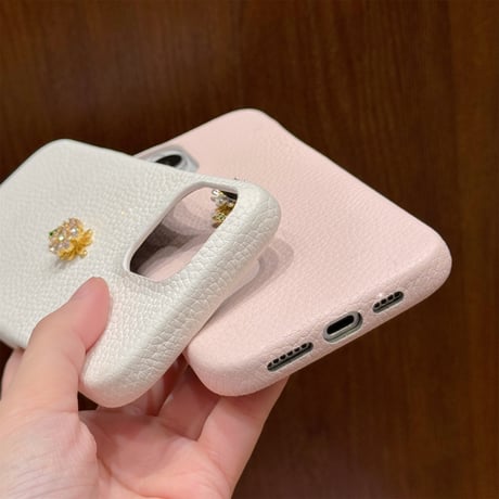 回転可花デコ iPhone16pro/16ケース レザー iPhone15pro/14/13promaxカバー 上品高品質 エレガント [M5413]