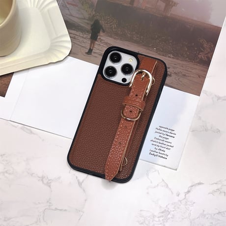 iPhone15/15proケース レザー ベルト付き シック iphone14/12/13カバー ファッション 便利[M3511]