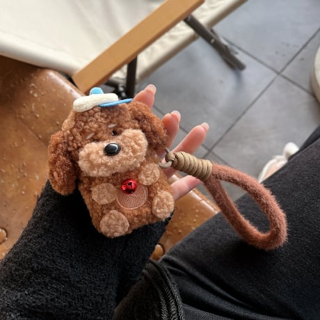 犬ぬいぐるみ Airpods 4ケース モフモフ ストラップ付 Airpods3/2カバー Airpodspro2/pro  めっちゃ可愛い ギフトに最適[M5007]