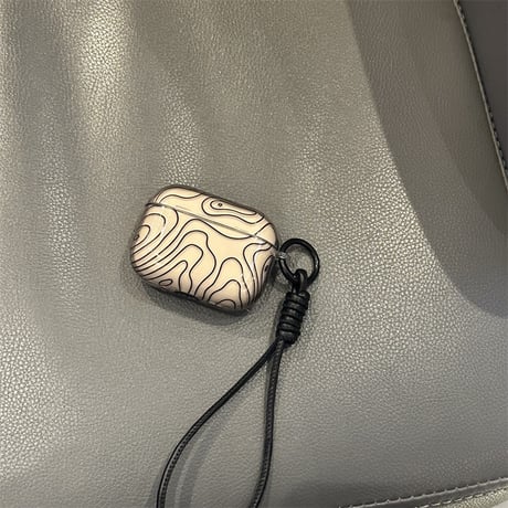 線柄 AirpodsPro3ケース オシャレ シック エアポッズ4/3  AirpodsPro2/Proカバー  皮ストラップ ギフトにおすすめ [M5922]