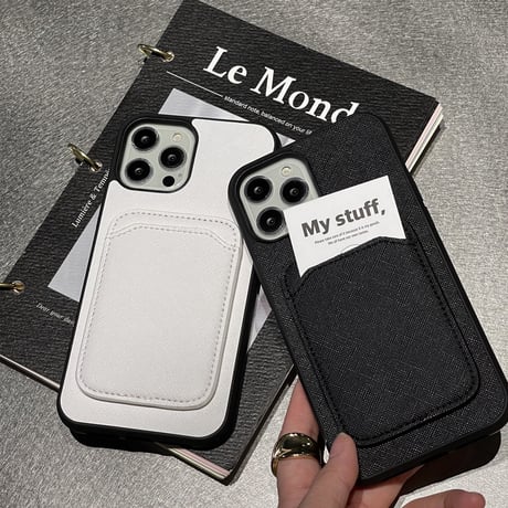 カードポケット iphone14Plus/13promaxケース  シンプル iphone12mini/11カバー  交通カードSUICA/PASMO/ICOCAなど収納[M2158]