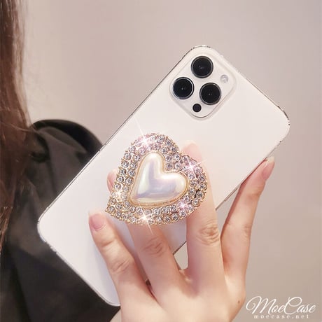 ジュエリーハート スマホグリップスタンド オシャレ かわいい 卓上スタンド シック ガールズに人気 ギフトにおすすめ[M2863]