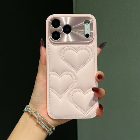 ハートキルティング iPhone17ProMax/17Proケース カメラ保護 レザー iPhone17/Airカバー エレガント 高品質耐衝撃 [M5827]