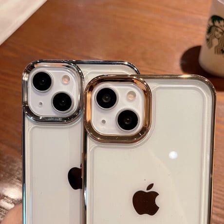 【iPhone16対応】黄ばまないアイフォン15pro/14promaxケース 高透明  高級感 メッキ 耐衝撃加工[M2260]