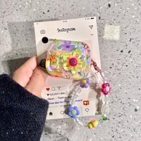 綺麗花柄 Airpods4ケースカバー 花ストラップ付 AirpodsPro2ケース airpods3/2ケース 可愛い ギフトにおすすめ[M5548]