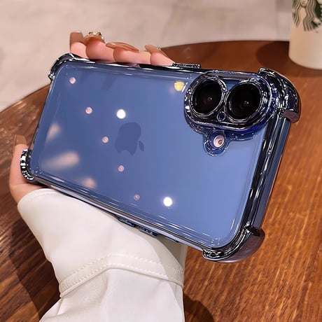 耐衝撃加工 iPhone16pro/16promaxケース メッキ クリアiphone15pro/14/13promax/12カバー 黄ばまない 丈夫[M4665]