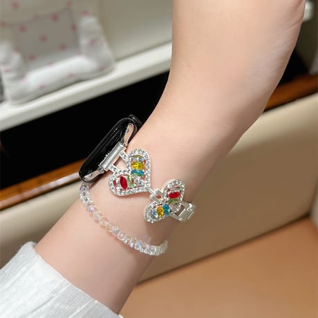 ジュエリーハート AppleWatchバンド 甘め AppleWatchベルト Series 11/10/9/8 SE3/2  Ultra3/2/1 高級感キラキラ感[M6533]