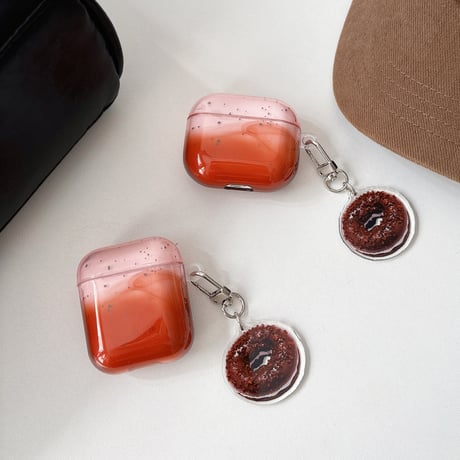 ぼかしカラー Airpods 4ケース ドーナツリング付 Airpodspro2/proカバー Airpods3/2 めっちゃ可愛い ギフトにおすすめ[M4887]