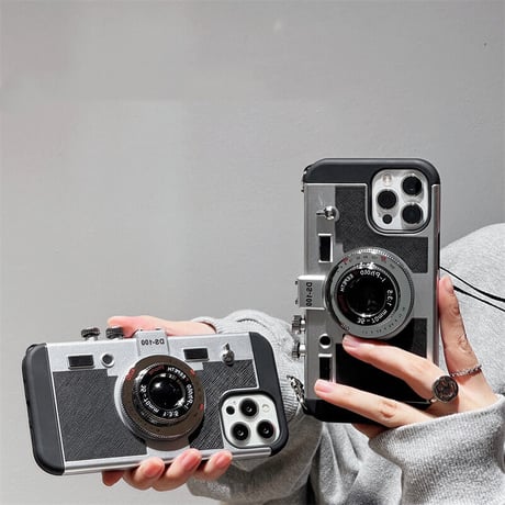 カメラデザイン iPhone14pro/14promaxケース ショルダー紐付 iphone13/12/11promaxカバー  頑丈  可愛い お揃い[M2284]