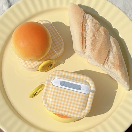 パン AirPodsPro/第3代ケース かわいい ストレス解消  airpodsPro2/Pro1保護カバー イエロー ギフトにおすすめ[M3690]