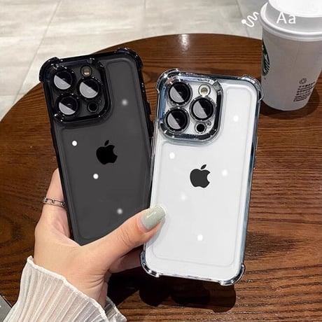 iPhone15Pro/15promaxケース 耐衝撃 レンズ保護 メッキクリアアイフォン14/13/12ケース カッコイイ[M3507]