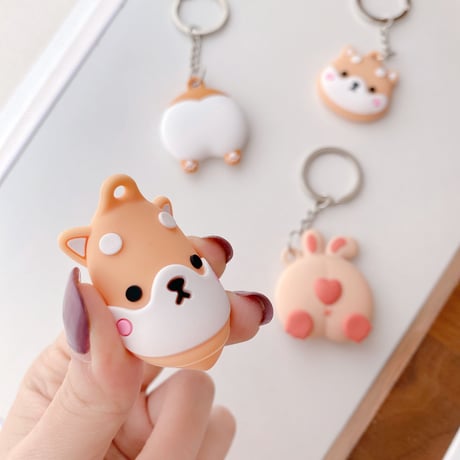 コーギー お尻 airtagsケース  可愛い 犬 エアタグカバー  キーリング付き 頑張ソフトケース  M821
