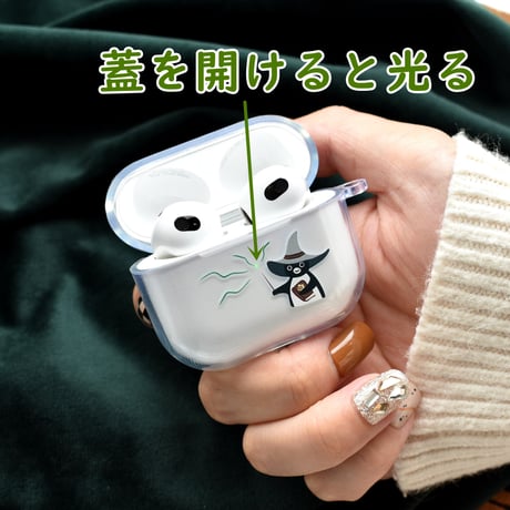 蓋を開けると光る ペンギン Airpods Pro2カバー クリアairpods3ケース 可愛い 面白いプレゼント [M2581]