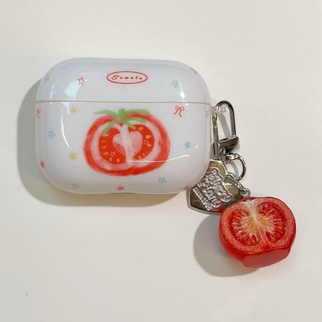 トマト AirpodsPro3ケース 美味しいそう Airpods4/3カバー AirpodsPro第2/1世代 キーホルダー付 かわいい[M6525]