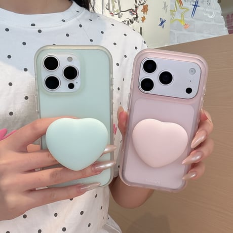 パステルカラー iPhone17/17Proケース ハートグリップ iPhone16Pro/15pro/14ProMaxケース マット 指紋防止[M6476]