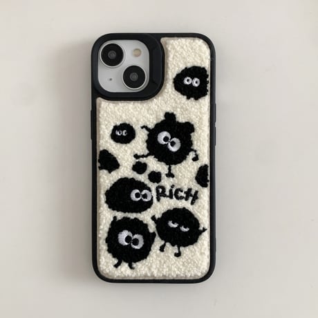 秋冬定番 iphone15/15proケース 刺繡入りモンスター iphone14/13/12/11カバー かわいい プレゼントにおすすめ[M3639]