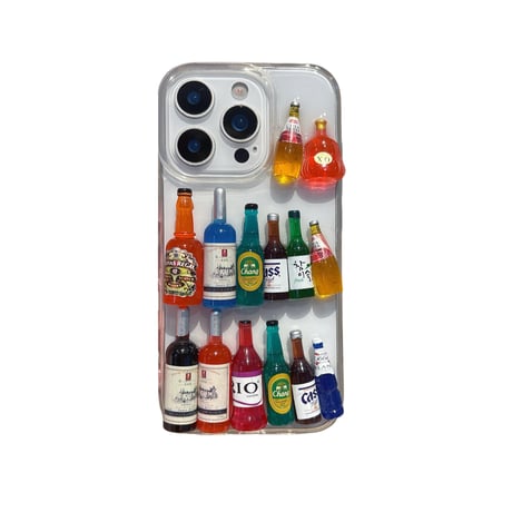 酒ボトル iPhone16/16proケース かわいい iPhone15plus/14pro/13カバー 頑丈個性ファッション [M5401]