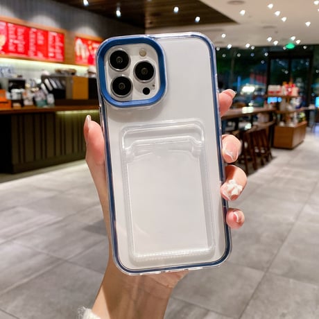 ICカード入れ iphone14pro/15proケース  カラー枠 頑丈iphone13/12/11proカバー   シンプル  お揃い 使いやすい 定番[[M2663]