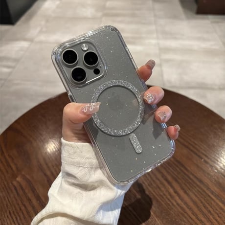 眩しいほどキラキラ iPhone15/15proケース 高級感 MagSafe対応 iphone14/13/12proカバー 黄ばまないクリアケース ラメ入り人気品[M4038]