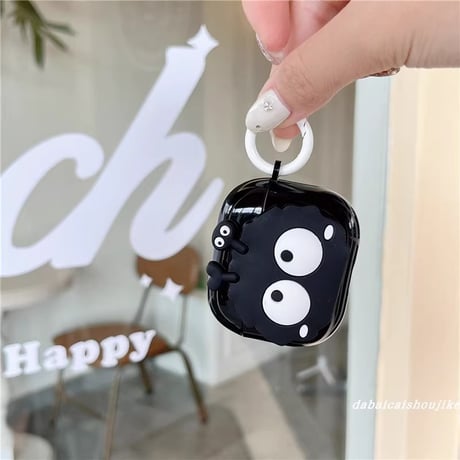 モンスター Airpods第四世代ケース ギフトにおすすめ Airpodspro2/proカバー  Airpods3/2 リング付 ブラック 可愛い[M5047]