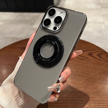 クリア iPhone15pro/15promaxケース MagSafeリングスタンド付 iPhone14pro/13/12カバー 黄ばまない 薄型 [M4127]