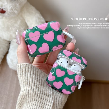 ピンクハート柄 Airpods Pro3ケース キュート Airpods4/3ケース  AirpodsPro2/Pro1カバー ガールズに人気 可愛すぎ [M5868]