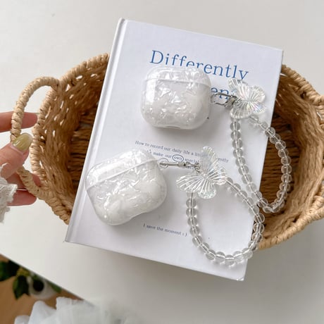 シェル柄 Airpods4ケース 蝶ストラップ AirpodsPro2ケース airpods3/2ケース 艶感 高級感 女子力高い[M5462]