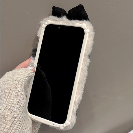ファーハート柄 iphone15/15Proケース  リボン iphone14/13/12カバー フワフワ 手触りいい かわいい[M3575]