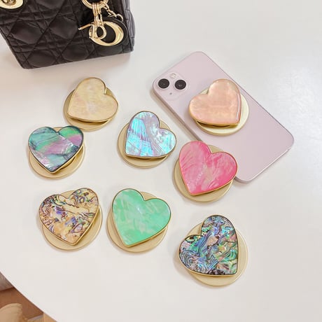 マグネット式スマホグリップスタンド 本物の貝殻 キラキラおしゃれ   艶あり グリップトーク  伸び縮み式 落下防止 耐久性 ギフトにおすすめ[M3299]