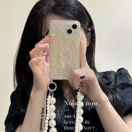 本物の貝殻 iphone16/15Pro/14/13proケース オシャレ iphone12/11proカバー  短い/長い真珠ストラップ付 可愛い キラキラ[M2020]
